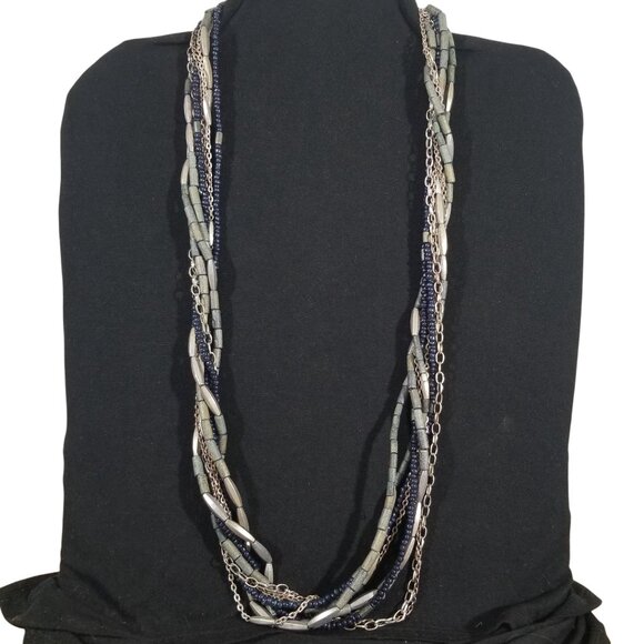 Chico's Rope & Choker Necklace 9 Strands of Beads and Chain - Picture 10 of 10